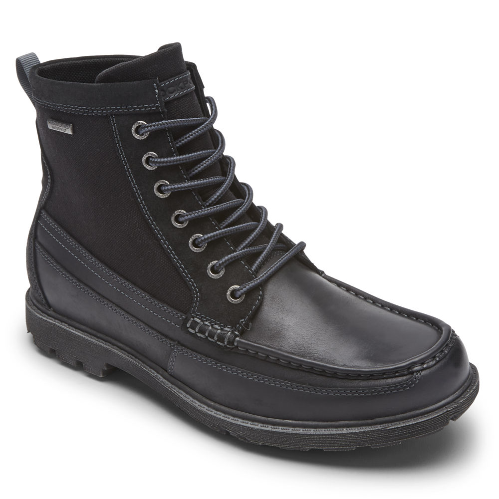 Rockport Boots For Mens Black - Storm Surge High Moc Waterproof - FQ0934186